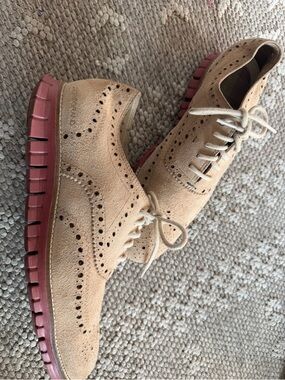 Cole Haan Tan Suede Wingtip Derby with Brick Sole